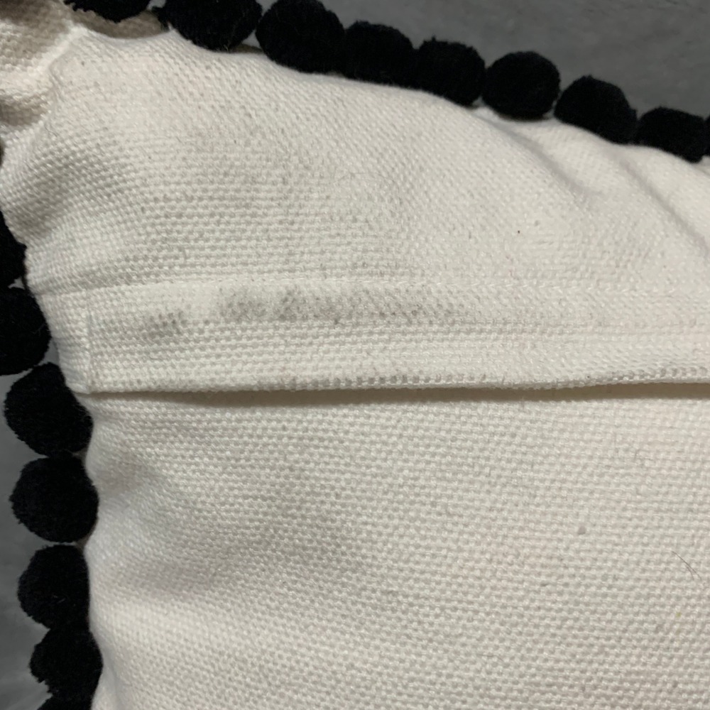 Holiday Noel Pillow Black White Pom Pom Pearl Embellished Throw Pillow Christmas - Picture 6 of 12